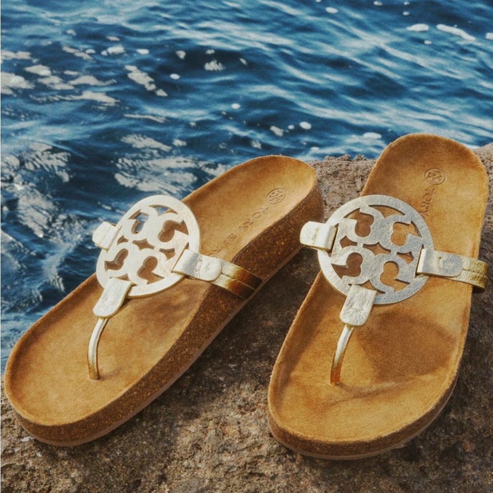 COPY - Tory Burch Miller Cloud Sandal in Spark Gold/Natural size 6.5